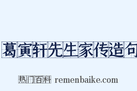 葛寅轩先生家传造句是什么意思的图片